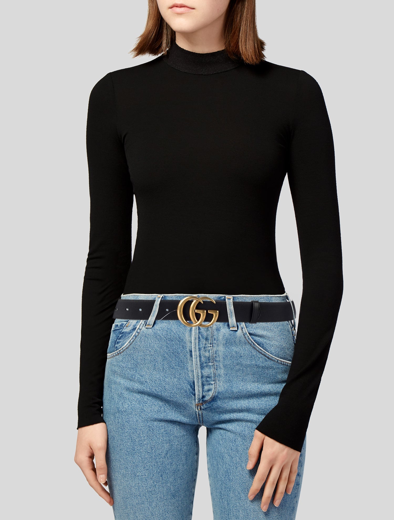 Gucci Double G Logo Leather Belt
